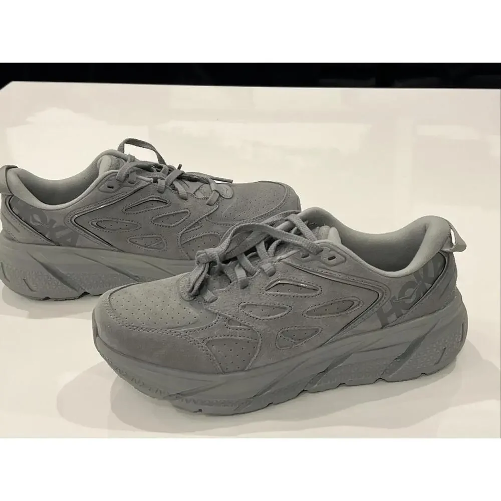 Hoka One One U Clifton L Suede- Limestone/Grey- Men's 8/Women's 9 - Picture 3 of 9